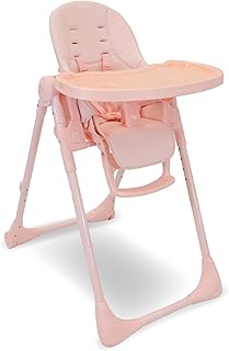 My Babiie MBHC9 Highchair from Birth – Newborn to 3 Years (15kg), Adjustable, 5 Recline Positions, 7 Height Settings, Removable Tray, Padded Seat, Foldable, Chair for Baby & Toddler – Pink