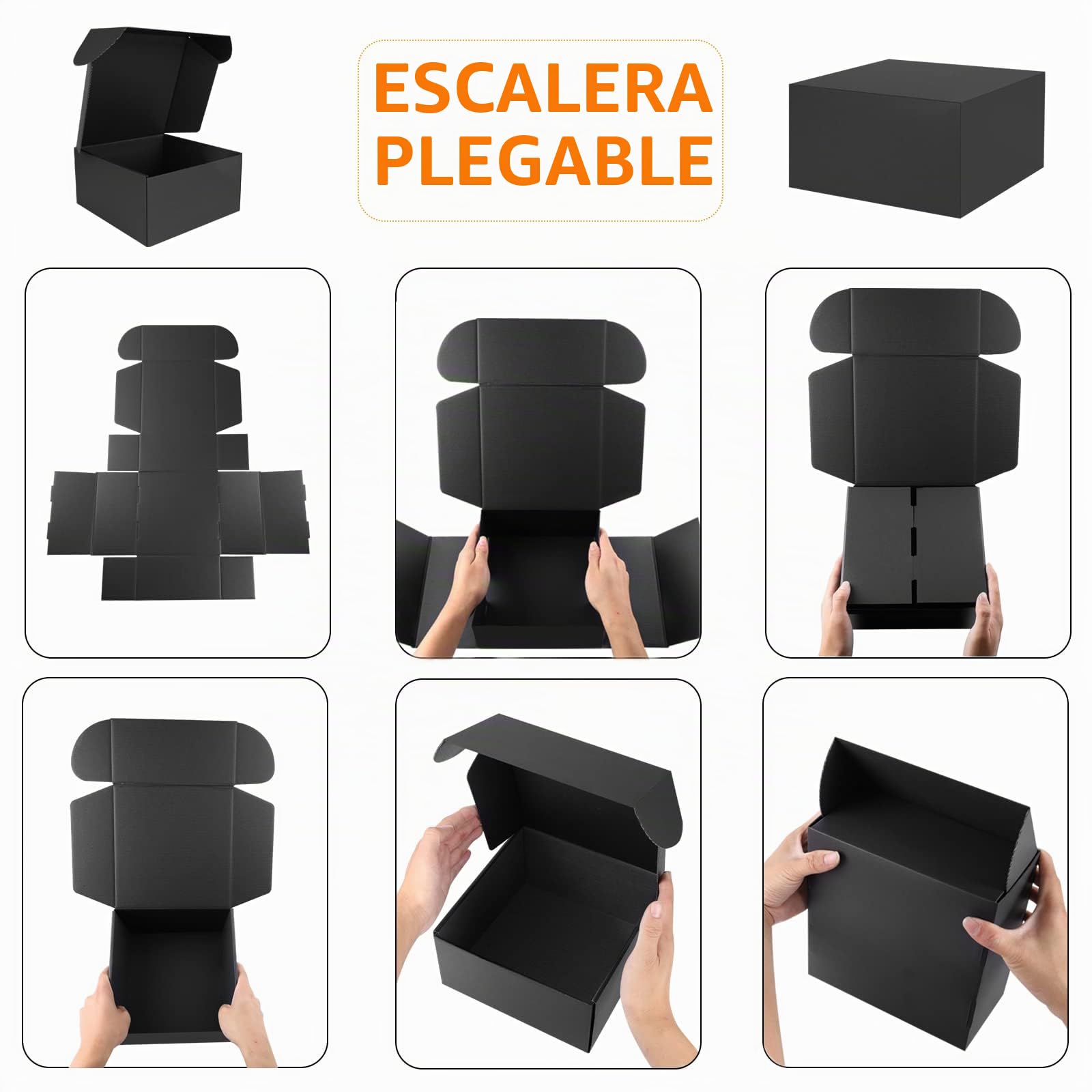 Hotyin 10 Pack Cajas para Regalo, Cajas de Carton 15 x 15 x 8cm, Cajas de Carton con Tapa (Negro Mate)