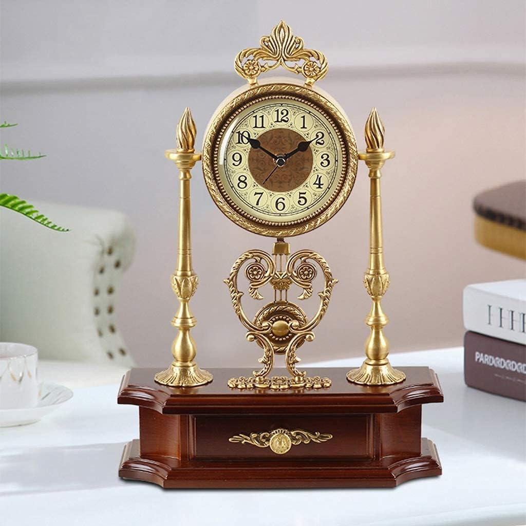 Mantel Clock, Silent Retro Mantel Clock,Retro Pendulum Clock Brass Desk Clocks Classic Table Clock Home Decoration Desk Clock