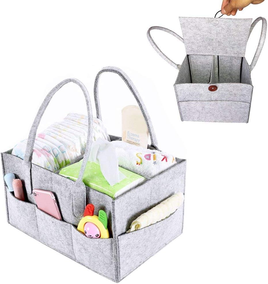 Diaper Caddy Organiser, XGZ Nappy Organiser Diaper Organiser Storage Bag with Cover Baby Shower Gift Basket for Mom Newborn Kids Nappies Toys Car Travel