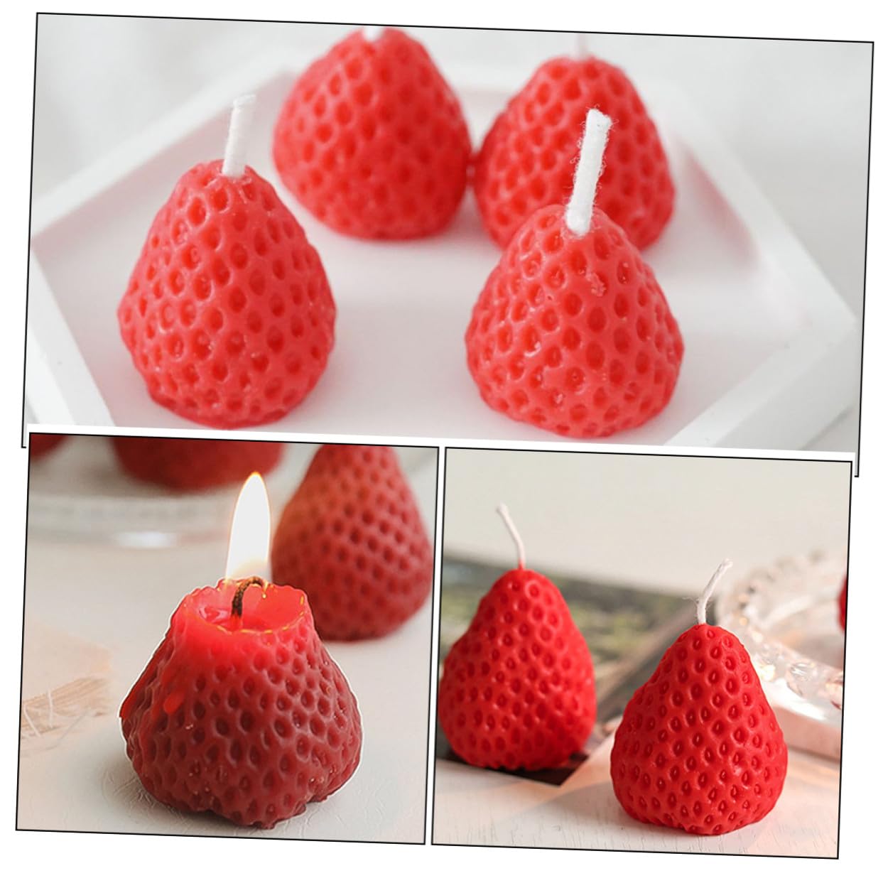 Set 9 Candele Profumate alla Fragola, Piccole Candele Decorative a Forma di Fragola per Aromaterapia, Idee Regalo per Matrimoni, Compleanni e Decorazioni Casa