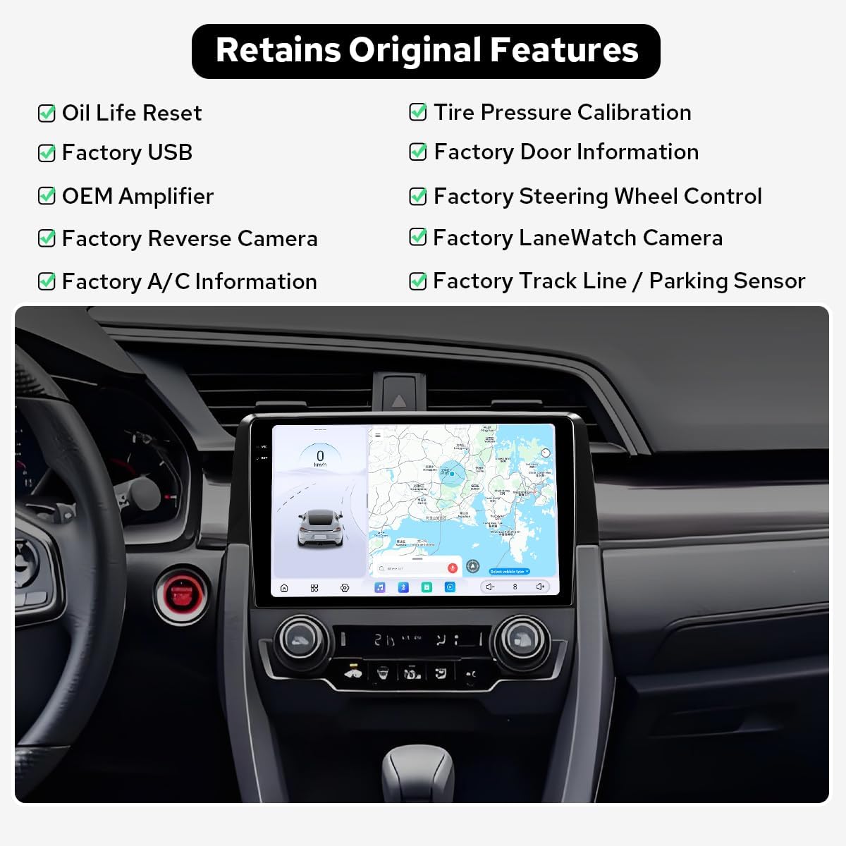 JOYING Radio for Honda Civic 2016-2021, 2K QLED Touch Screen 9.5 Inch Android 13 Car Stereo 12GB+256GB with Wireless Carplay & Android Auto, Mirror Link, AM/FM, GPS, Bluetooth, 5G WiFi(JY-HT145N12)