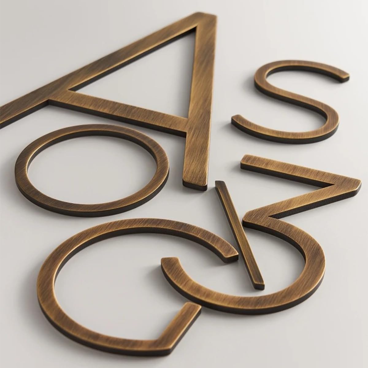 Solid Brass Numeral Letter Symbol, Modern Style Floating House Number, Easy to Install Decor Number - R 254mm