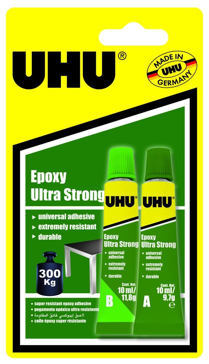 Uhu Epoxy Ultra Strong Adhesive, Universal And High Final Strength, 2 Component Epoxy Resin Repair Glue, 2 Tubes X 10 Ml