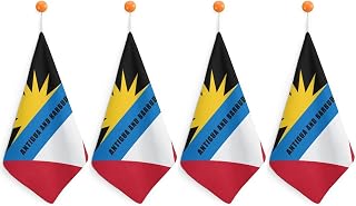 Antiguan and Barbuda Flag Hanging Hand Towels Bathroom Kitchen Handkerchief Absorbent Dish Cloth for Gym 4PCS
