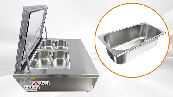 Commercial Ice Cream Freezer, ETL Gelato Display Showcase, Countertop Dipping Cabinet White Frame 28 W 4 Pan