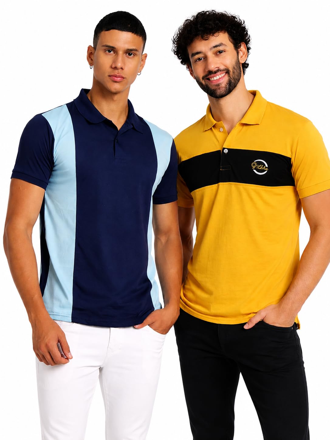 Men's Pack of 2 Polo T-Shirt | Cotton Blend Color Block Casual Collar T-Shirts | Half Sleeve Regular Fit | Soft & Breathable | S-10XL | Plus Size & Big Size Men-picture-28