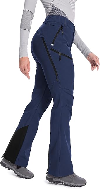 Moosehill Womens Snow Pants Flared Zipper Mesh Vents Water Resistant