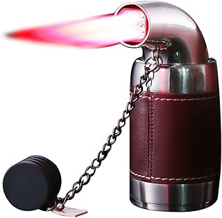 4 Jet Torch Lighter with Red Flame, Refillable Table Lighter Cigar Lighters with Cover, Windproof Candle Lighter with Cigar Punch for Smoking, BBQ(Without Butane)