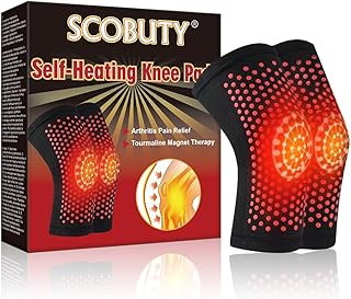 SCOBUTY Self Heating Knee Pad,Self Heating Knee Brace,Knee Heating Pad,Magnetic Therapy Knee Pad,Self Heating Warm Tourmaline Belts,Heating Knee Brace Support, Black
