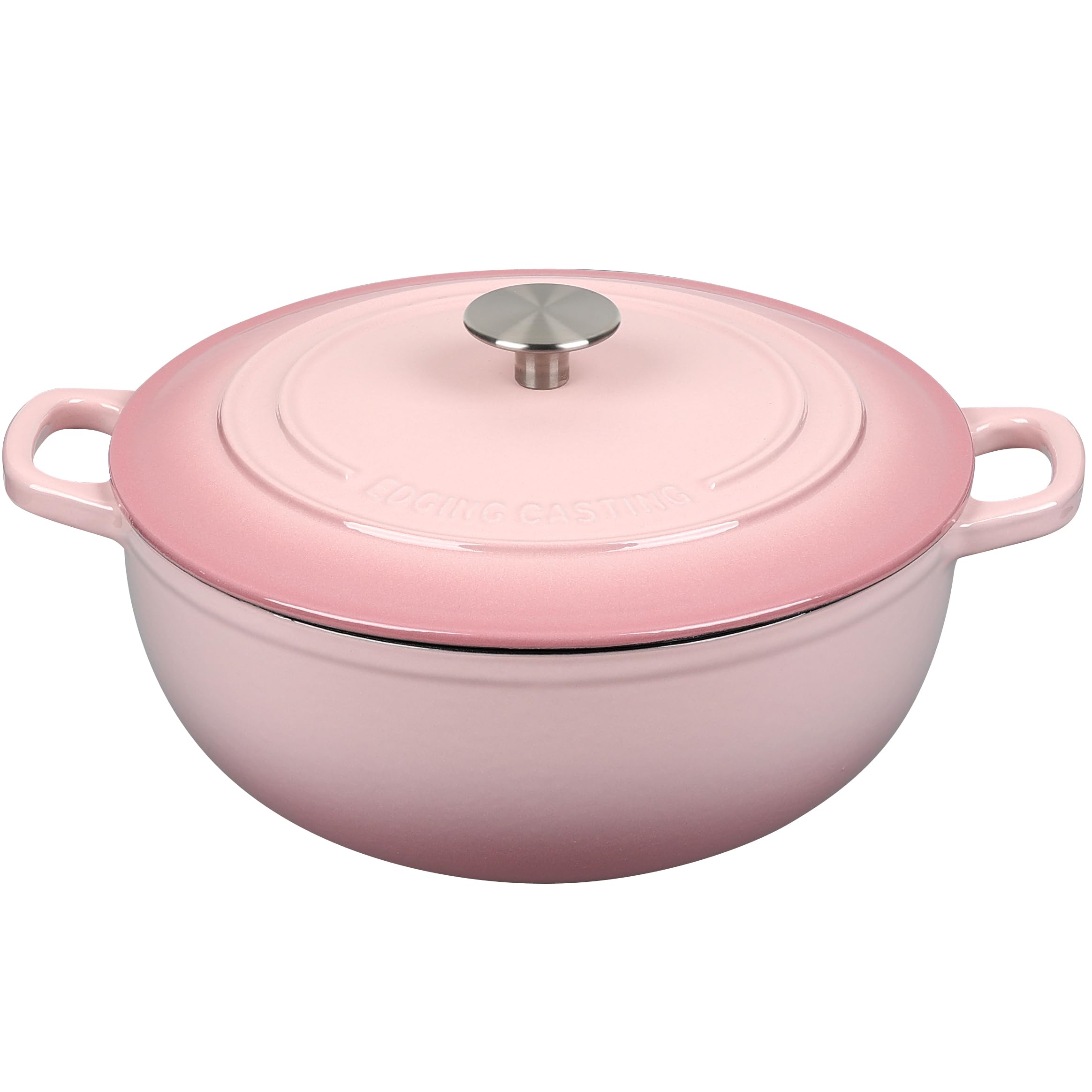 EDGING CASTING Enameled Cast Iron Dutch Oven Pot with Lid for Sourdough Bread Baking, Bread Dutch Ovens, Cooking Pots, 5 Quart, Pink