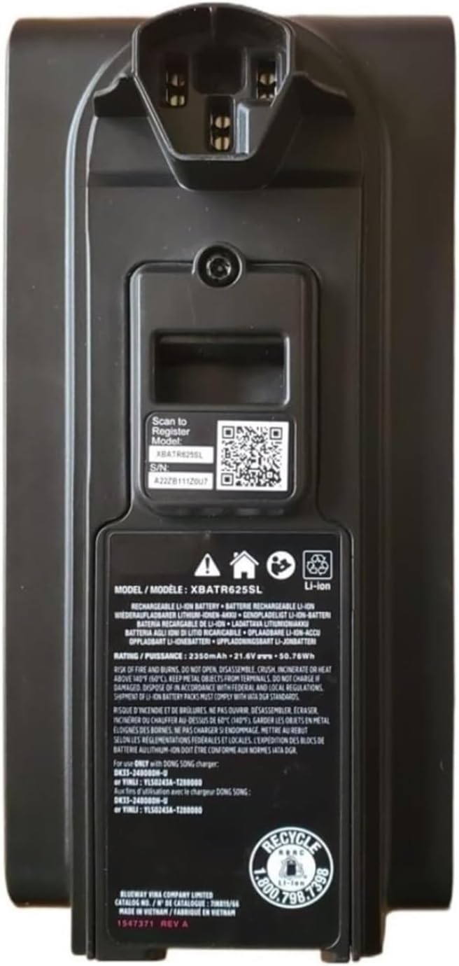 XBATR625SL Vacuum Cleaner Battery,21.6v 2350mAh Rechargeable Battery,Compatible For Shark Ninja XBATR625SL XBTR625KSL XBTR625KSLN XBTR625KSLEU Battery Replacement