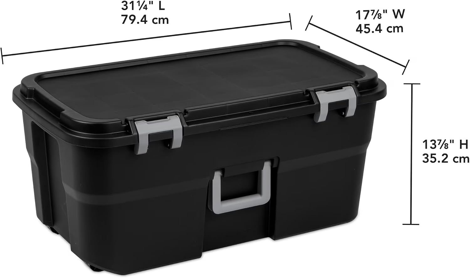 Heavy Duty Rolling Foot Locker with Wheels – 22 Gallon Lockable Storage Locker, Plastic Rolling Trunk with Handle for Garage, Dorm, Tools & Outdoor Gear, Black (Storage Trunks and Chests)