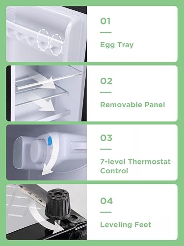 Miniatura 7 de Refrigerador de 3.5 pies cúbicos con congelador, refrigerador de 2 puertas con control de termostato ajustable, refrigerador para cocina