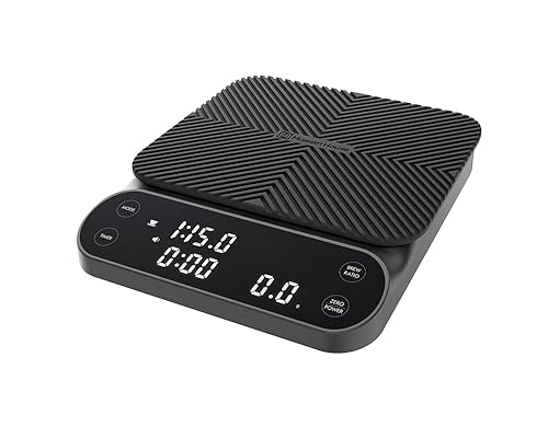 Maestri House Báscula de café S3 con temporizador, báscula digital recargable de 6.6 lbs0.00 oz, 3 modos de preparación, relaciones ajustables y