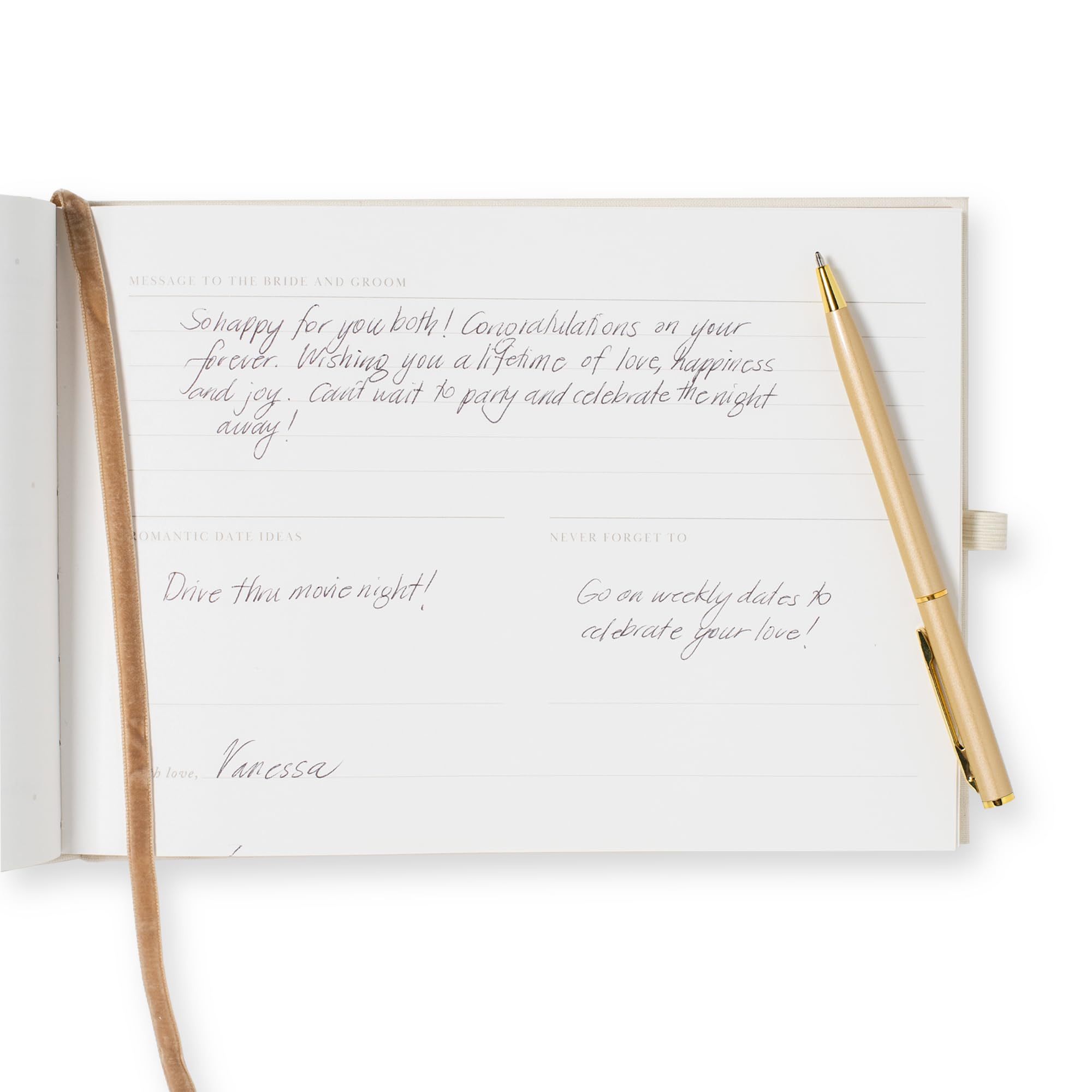 Fringe Studio - Libro de invitados de boda "Fleur Guests" de tapa dura envuelta en tela con bolígrafo delgado, 8.5 x 6 pulgadas, colección de boda (984GBP001)