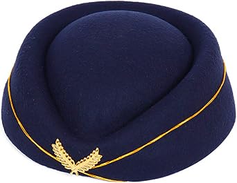 TINAYAUE Flight Attendant Hats Stewardess Felt Cap Pillbox Hat Cosplay Uniform Accessory for Halloween Costume Birthday Party