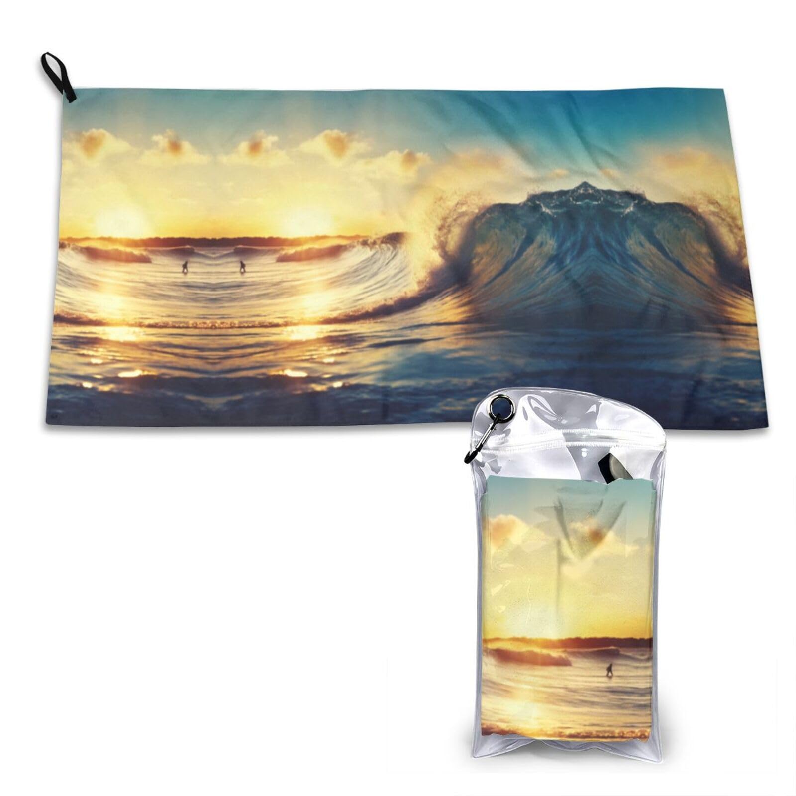 WXWJSHMGC Sunset Sea Surfing Seascape Print Cooling Towel, Gym Towel,Cooling Towels For Neck, Soft Breathable Travel Cool Towel,Sports Towels For Gym,Camping