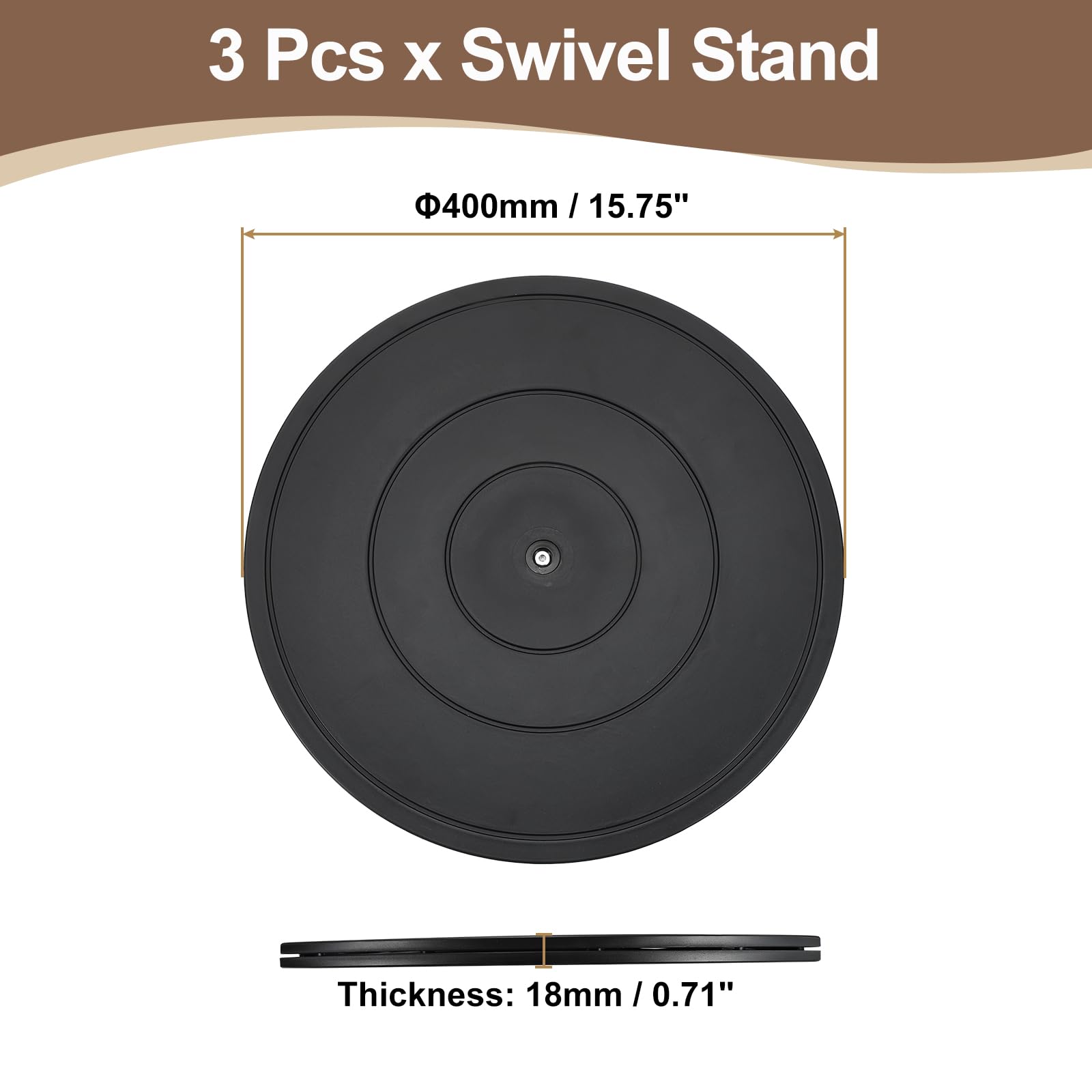 sourcing map 3 supporti girevoli da 40,6 cm con cuscinetti a sfera in acciaio, rotazione a 360 gradi, organizer per giradischi Lazy Susan, piastra rotante rotonda per sculture TV, computer, monitor