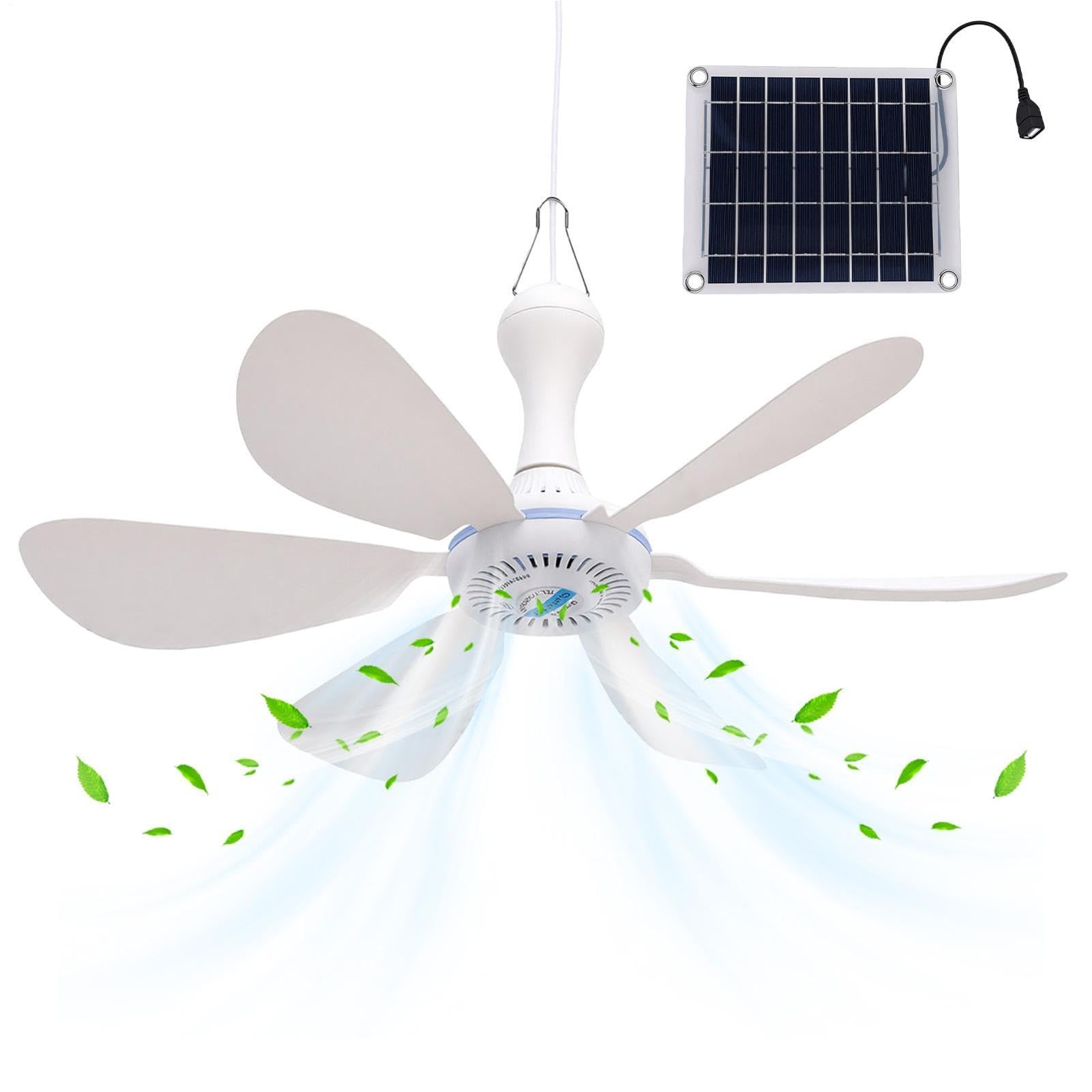 Ventilatore da Soffitto Solare Kit Pannello Monocristallino Smart USB 10W