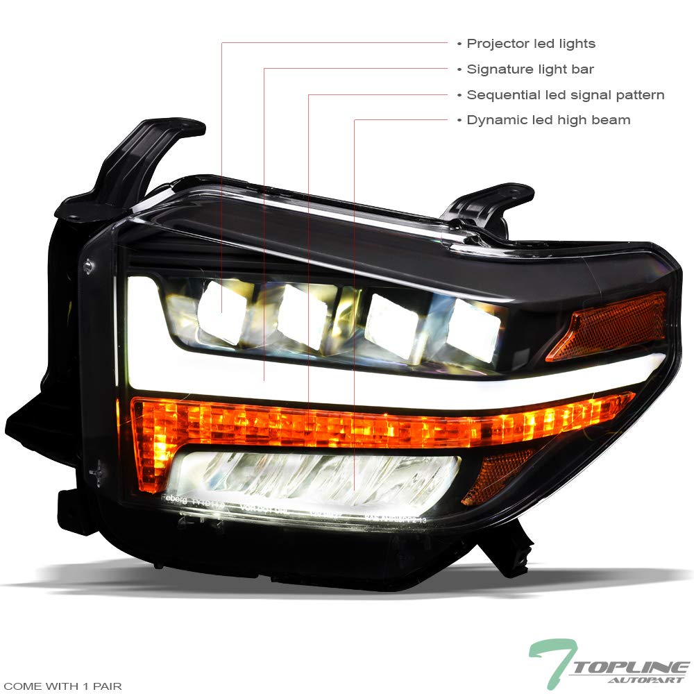 Buy Black Housing Full LED Sequential Quad Projector Headlights Signal 