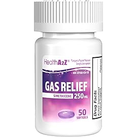 HealthA2Z Gas Relief Simethicone 250mg | Fast Gas Relief | Relieve Symptoms Naturally (50 Softgels (Pack of 1))