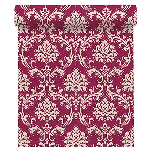 A.S. Création Vliestapete New Look Tapete mit Ornamenten barock 10,05 m x 0,53 m creme metallic lila Made in Germany 335391 33539-1