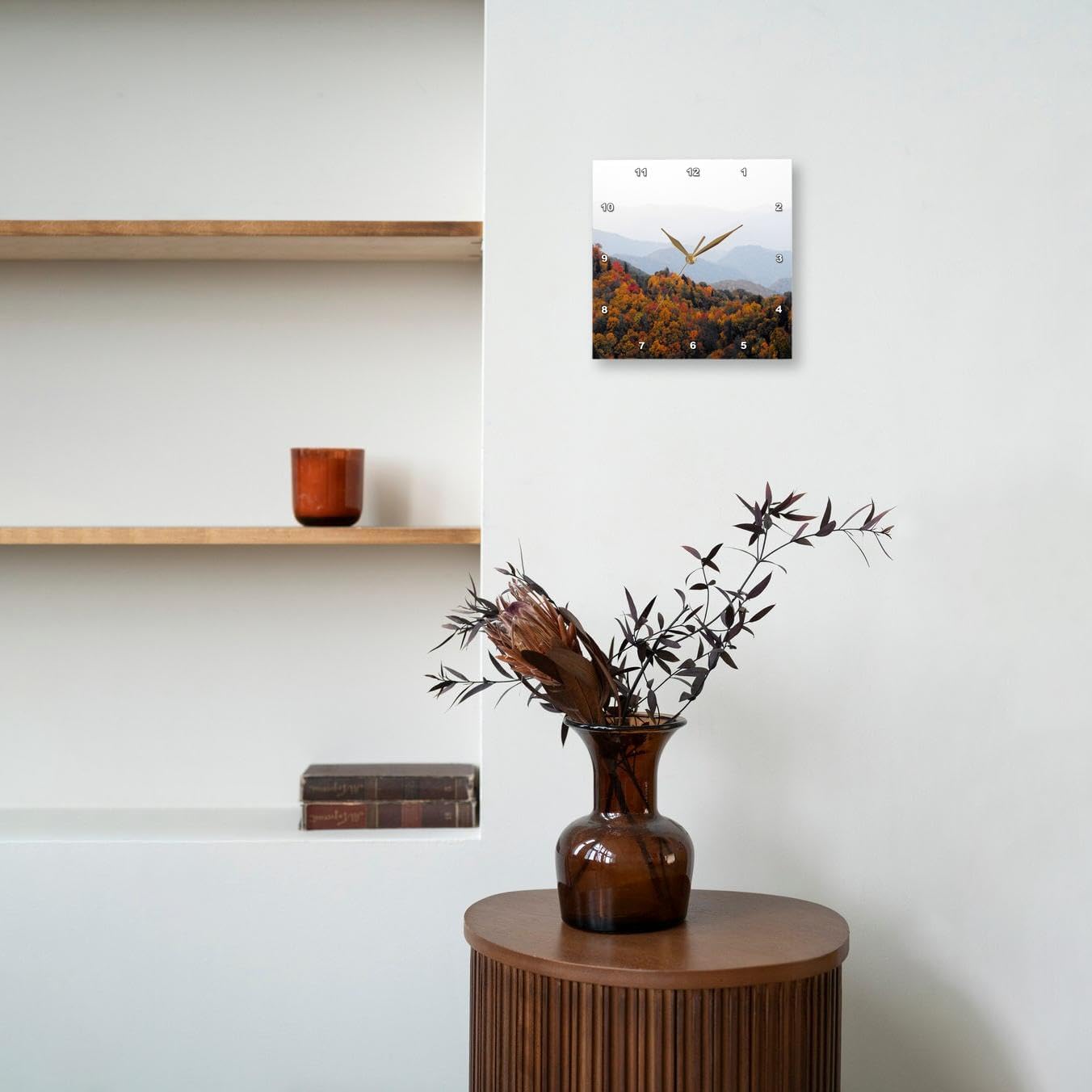 3dRose dpp_22397_1 Fall in The Smokey Mountains North Carolina Mountains Wall Clock, 10 by 10-Inch