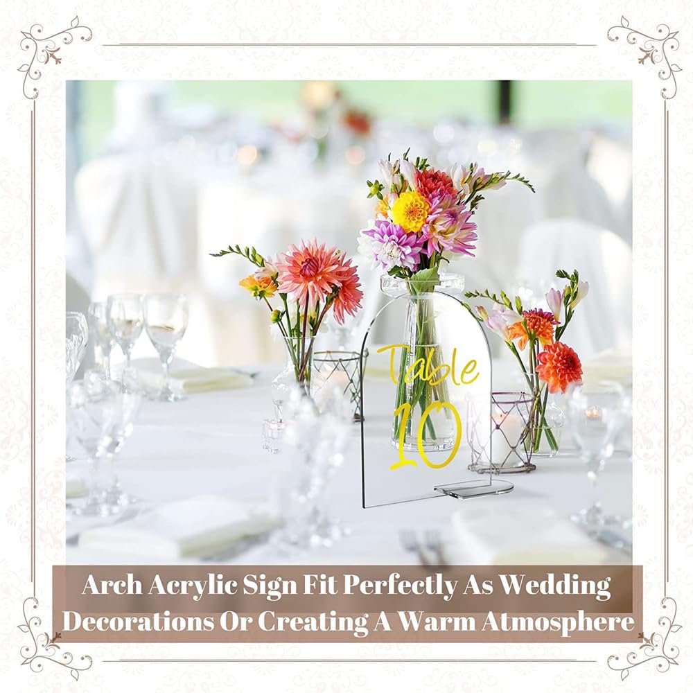 Lot de 20 panneaux en acrylique transparent, cristal clair, simple, réutilisable, avec support, numéros de table de mariage pour la décoration d 'événements pour les fêtes de mariage
