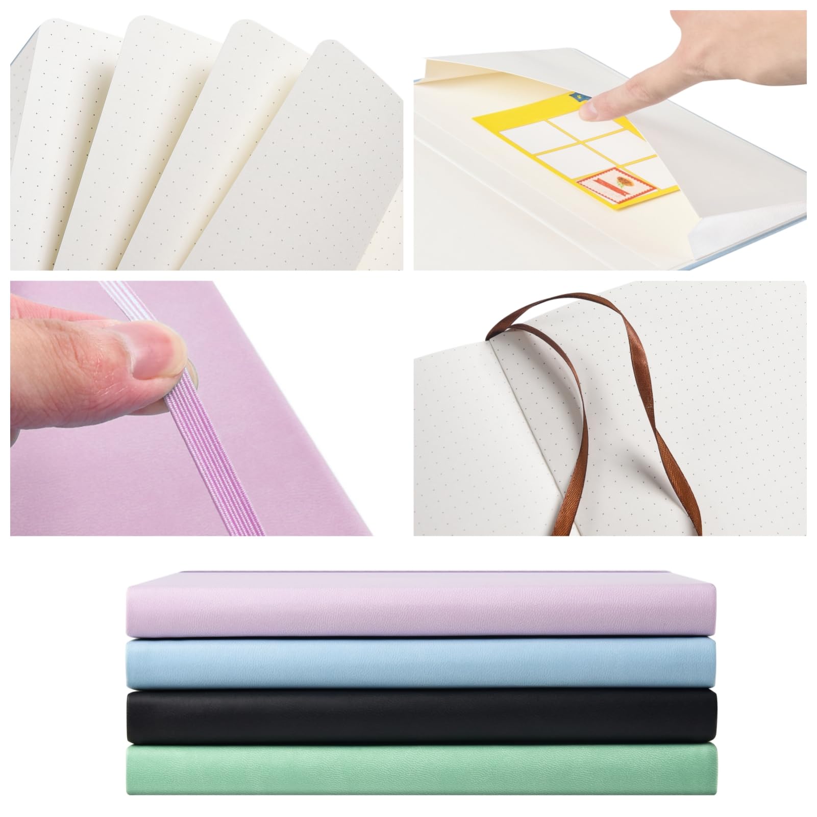 Dotted Journal, A5 Dotted Notebook, 120gsm Paper, 172 Pages, Vegan Leather Hardcover Dotted Journal with Back Pocket - Image 2