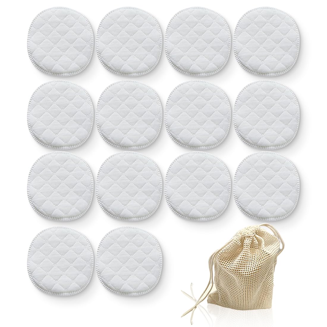 14PCS Almohadillas de enfermería Lavables, Reutilizable Bambú orgánico Protectores mamarios con Bolsa de lavanderia y Bolsa de Almacenamiento - Absorbente, hipoalergénico para Amamantamiento