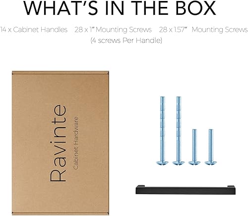 Vista 109 de Ravinte Paquete de 20 manijas cuadradas de gabinete de cocina de 18 pulgadas, color negro mate, tiradores de cajón negros, manijas de gabinete