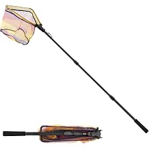 SANLIKE Telescopic Foldable Fishing Landing Net, 98.4in Fiberglass Handle with Rubber Coated Mesh, Aluminum Hoop for Freshwater Saltwater Bass Fishing