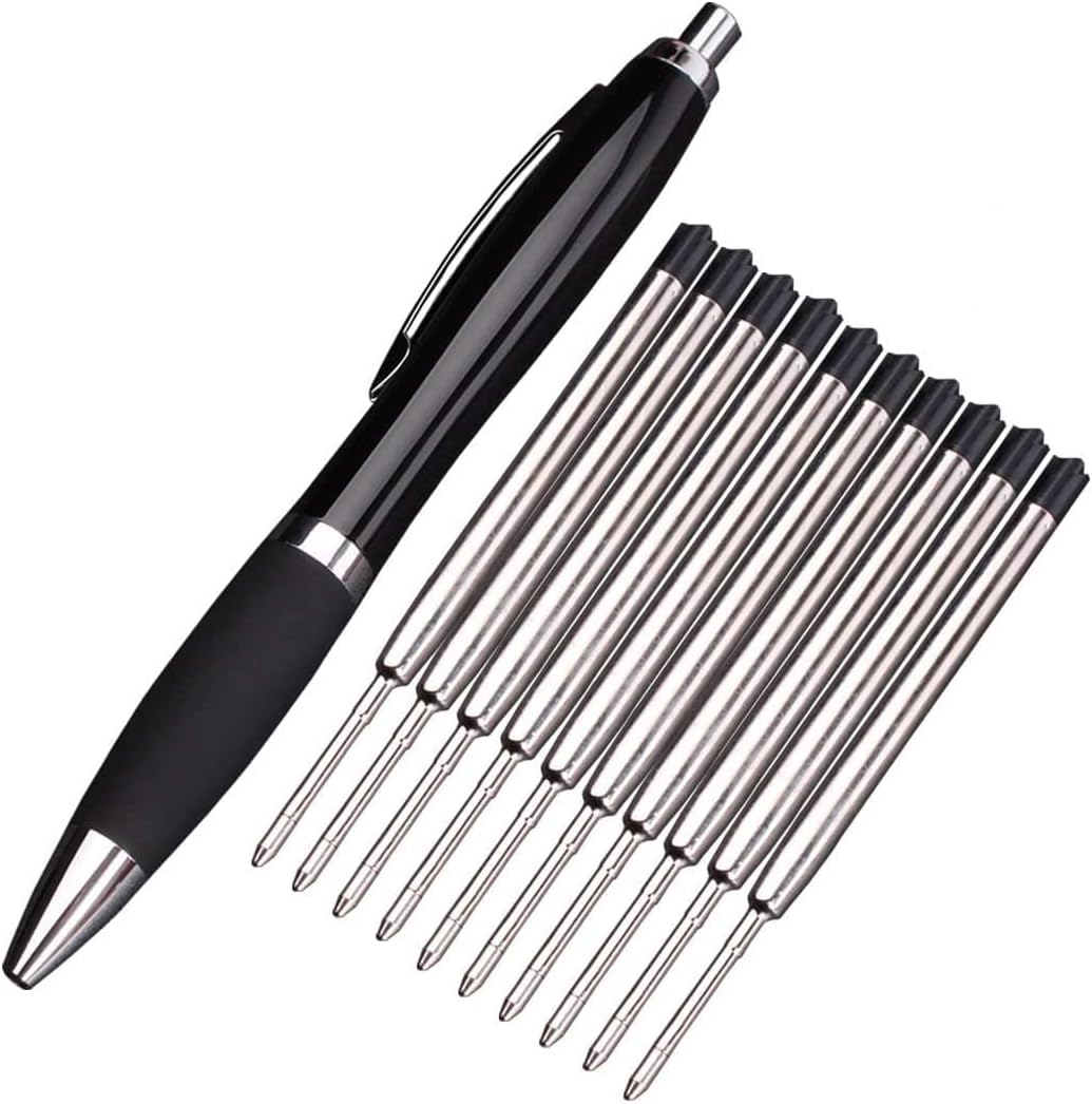 Tacohan Writing Smoothly Luxury Stainless Steel Ballpoint Pen and 10
