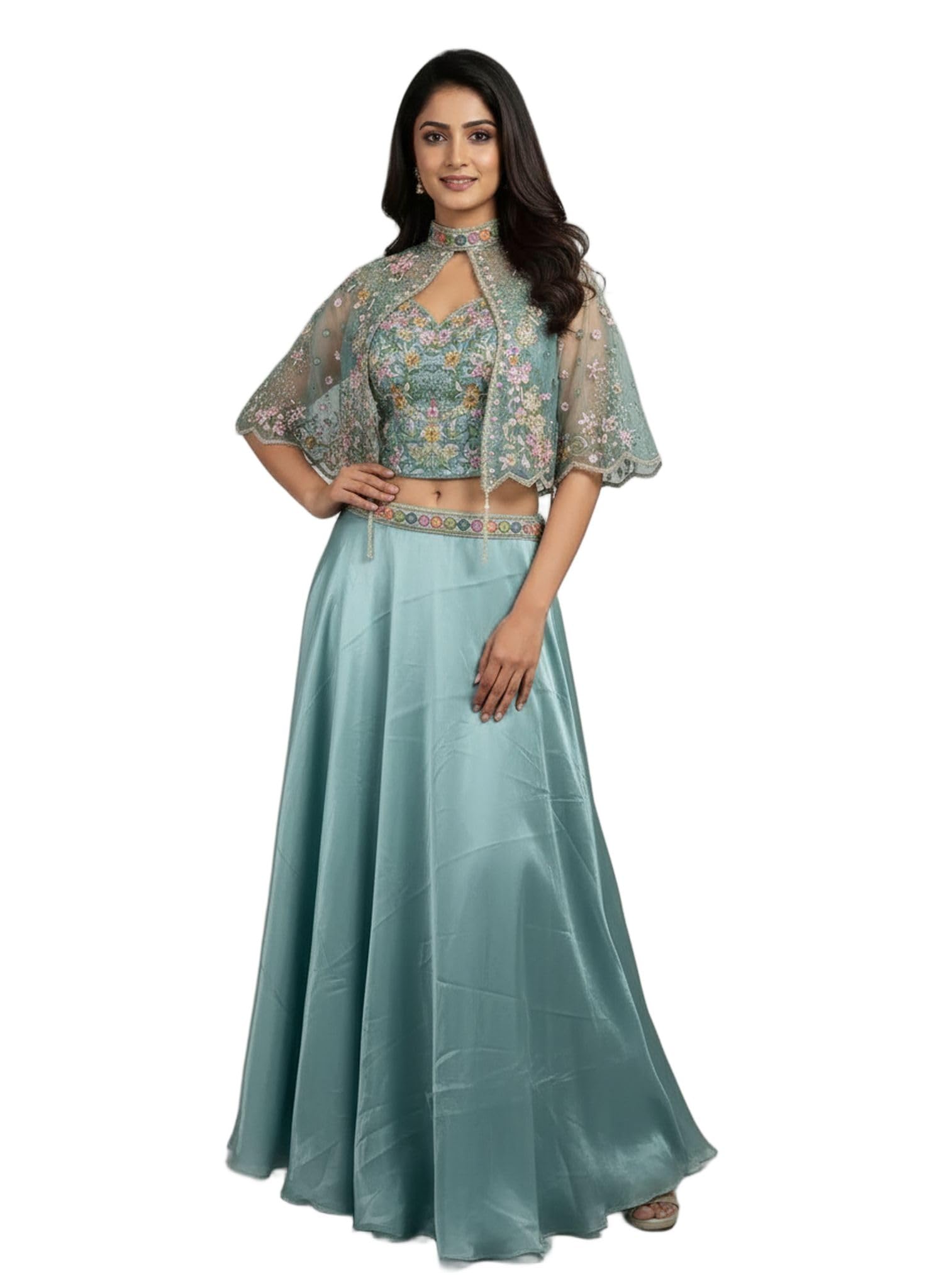 Ivira indo-western Silk Lehenga choli with shrug-image-25