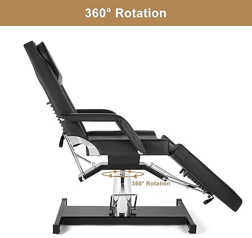 Miniatura 4 de OmySalon Mesa de masaje de cama facial hidráulica, silla de tatuaje multiusos de 3 secciones Cama esteticista, equipo de spa ajustable para salón de