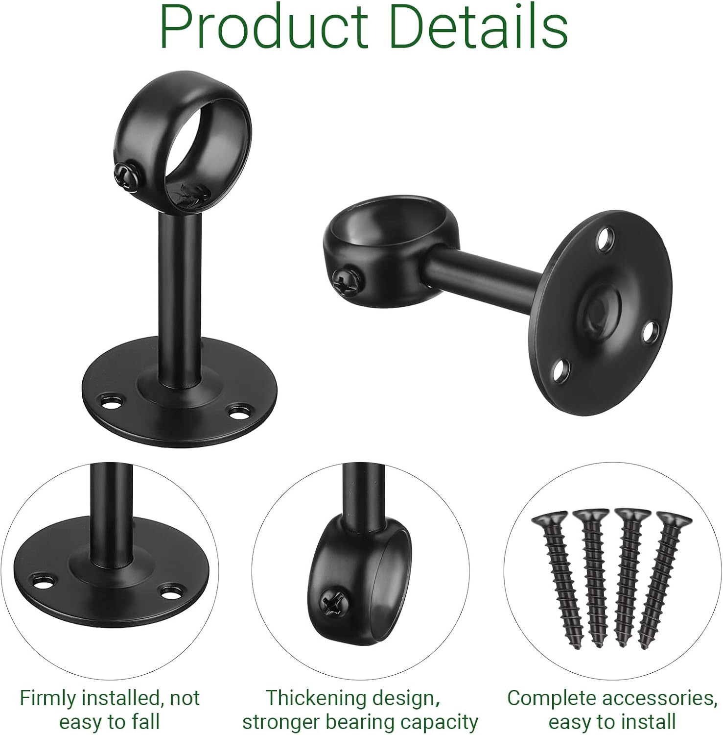 Qunclay 16 Pack 1 Inch Curtain Rod Ceiling Mount Bracket Heavy Duty Flange Closet Rod Holder Wardrobe Pole Holder for Home Kitchen Shelf Wall Window Room with Screws