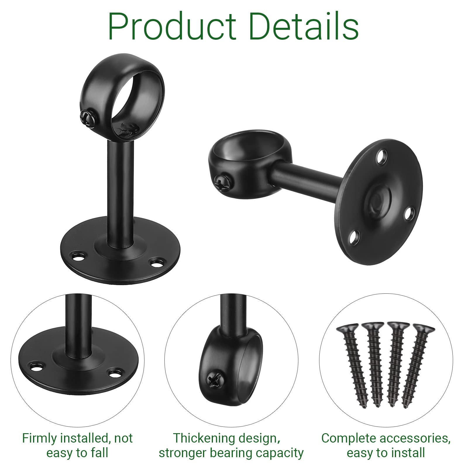 Qunclay 16 Pack Curtain Rod Ceiling-Mount Bracket 1 Inch Heavy Duty Flange Closet Rod Holder Wardrobe Pole Holder for Home Kitchen Shelf Shower Wall Window Room with Screws