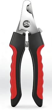LOPSIC Pet Nail Clipper, Sharp Stainless Steel Dog & Cat Nail Trimmer with Safety Guard, Ergonomic Non-Slip Handle for Small Medium Large Pets Red