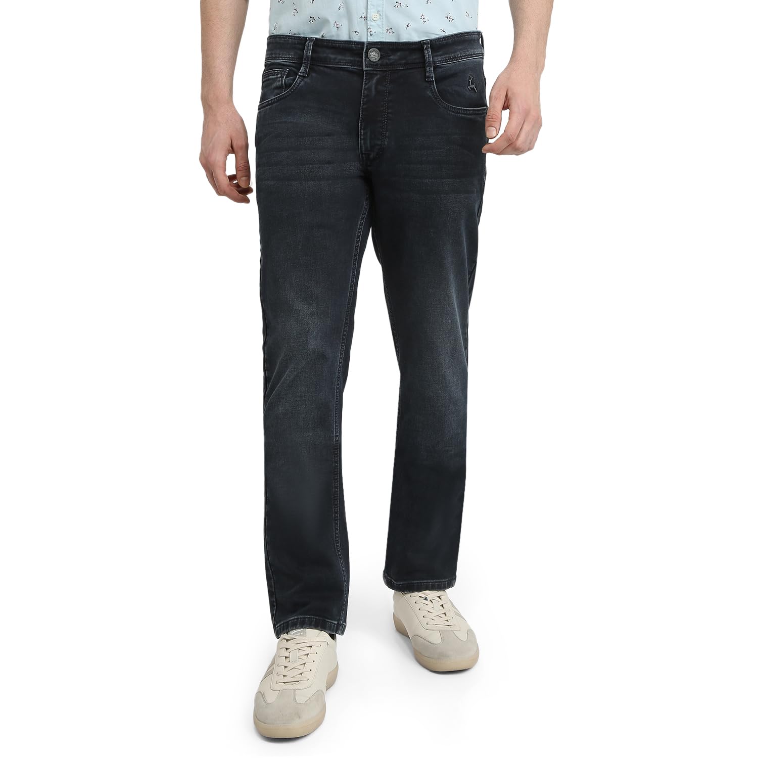 parx Men Low Rise Tapered Fit Knitted Pattern Cotton Polyester Blend Flat Front Jeans-picture-26