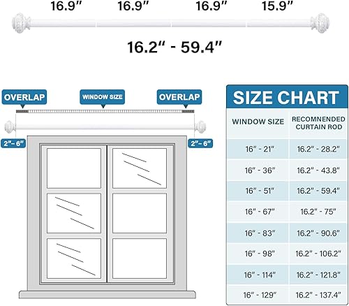 Miniatura 41 de H.VERSAILTEX - Cortinero para ventana ajustable y decorativo de 3/4 pulgadas de diámetro, para una sola ventana, con remates clásicos