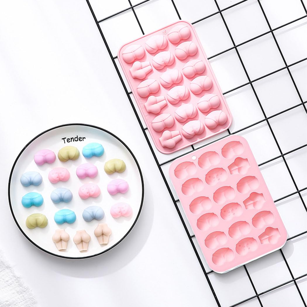 Juego de 2 moldes de silicona con forma divertida para cumpleaños, para una sola fiesta, hecho a mano, para mousse, chocolate, fondant, jabón, pastel, cubitos de hielo, kit de moldes novedosos para