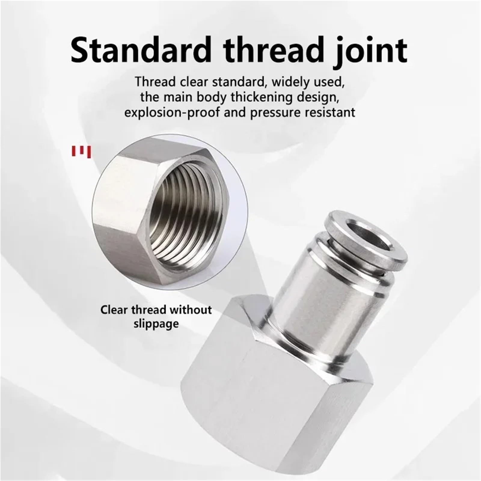PCF giunto rapido pneumatico 304 filettatura interna in acciaio inox compatibile con tubi dell'aria da 1/8 1/4 3/8 1/2 pollici (4 mm-12 mm) 10 pezzi (PCF10-01)