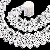 White Lace Trim 4.6 Yards Venice Lace Ribbon Embroidery Craft Lace for Sewing Clothes Home Party Decoration