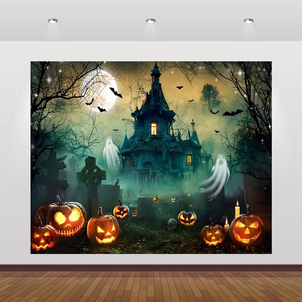 35 Halloween Haunted House Backdrop, Bundle Halloween Horror Background
