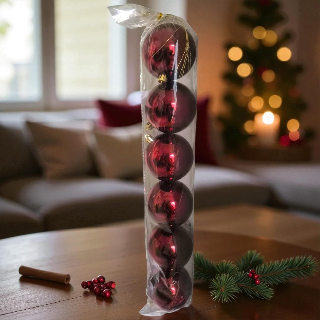 YILBAŞI TOPU 8 CM PARLAK BORDO 6LI AST7550