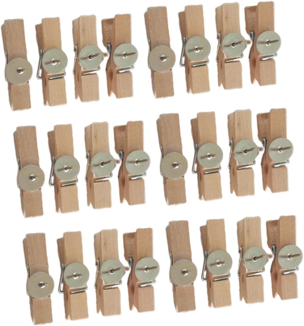 50pcs Wooden Clips Simple 45x12mm Photo Clips for Home Office Sturdy for Notes Pictures and Artwork Display