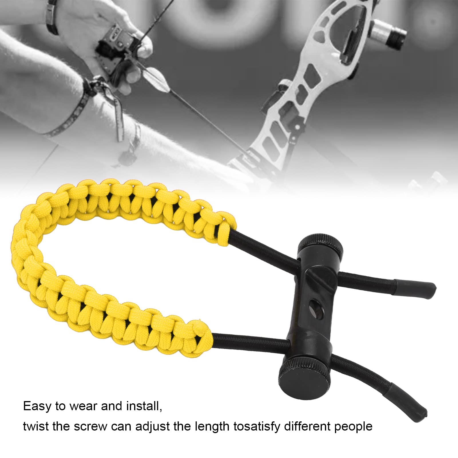 Élingues de Poignet D'arc à Poulies, Corde de Cordon de Dragonne Durable Réglable, Tresse de Dragonne de Chasse pour L'exercice D'entraînement, élingues de Poignet D'arc de Tir à L'arc(Jaune)