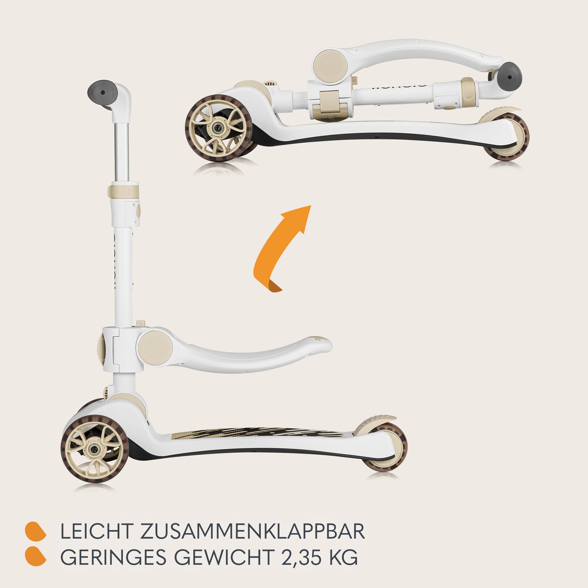 LIONELO Franky 2-in-1 Kinder-Balance-Roller ab 3 Jahre bis 50 kg Laufrad ab 1 Jahr bis 20 kg Höhenverstellbar, LED-Räder, rutschfestes Trittbrett, Korb