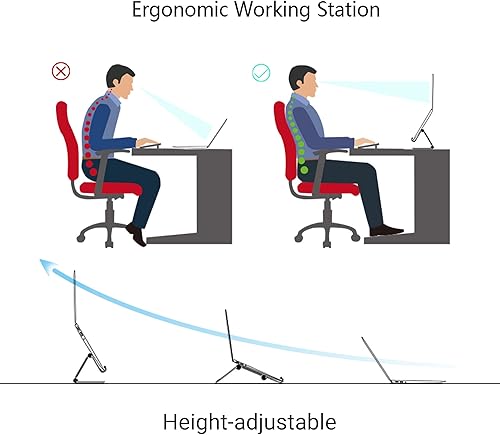 Miniatura 6 de Soporte ajustable para laptop para escritorio, plegable de aluminio y soporte ergonómico para elevador de laptop compatible con MacBook AirPro, HP,